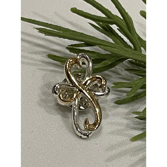 Amazing Cross Lapel Pin Dual Gold Tone Silver Tone - Picture 2 of 3